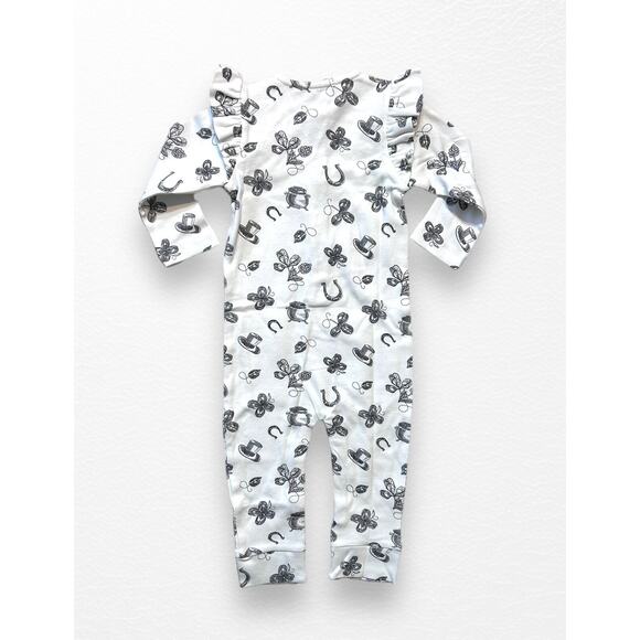 NWT Organic Lucky Irish Ruffle Shoulder Romper, 12-18 Months - Picture 2 of 6